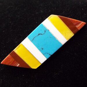 VINTAGE LUCITE LAMINATED PARALLELOGRAM "STRANGE" PIN 16